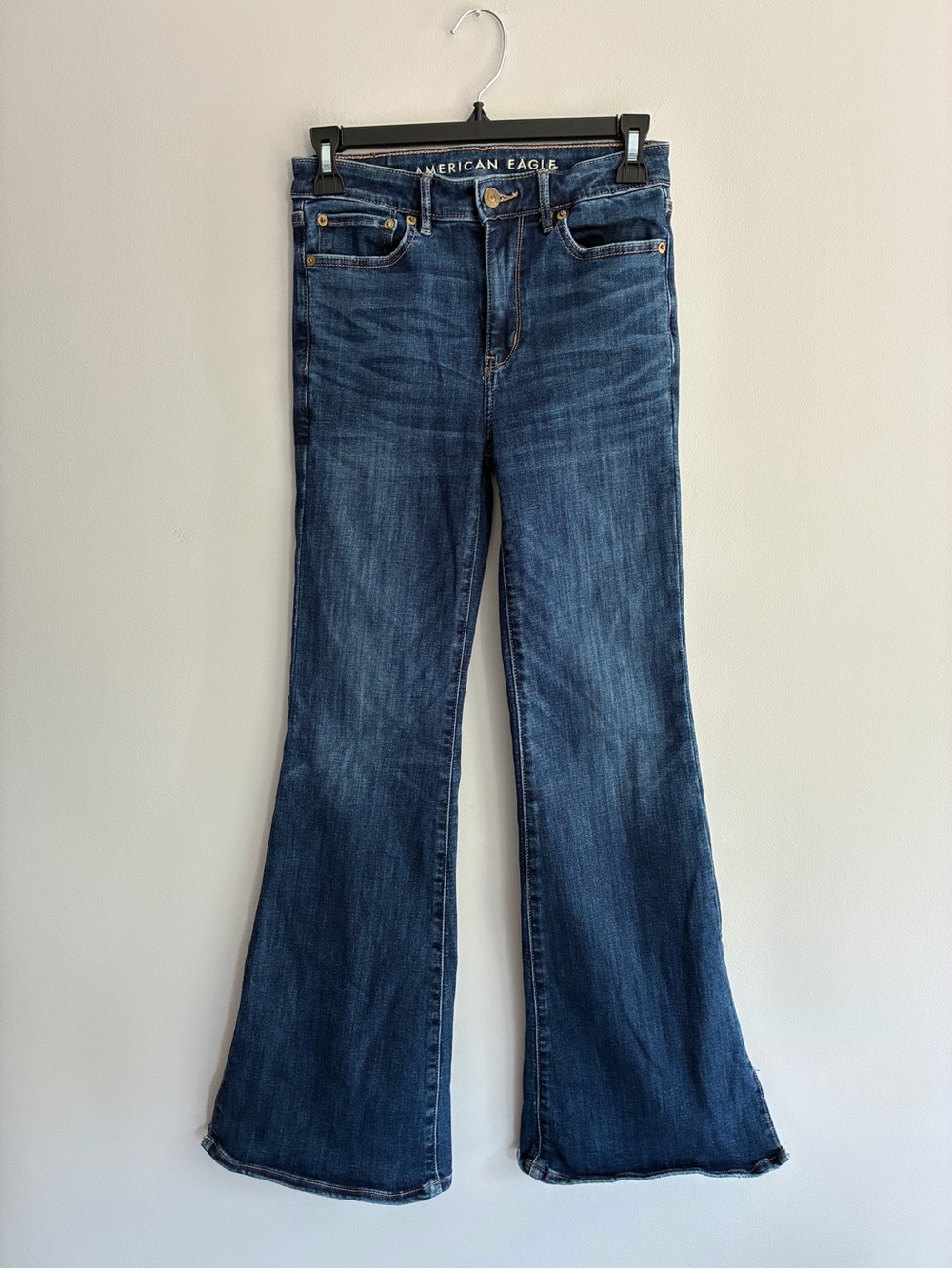 American Eagle Outfitters  Blue Flare Jeans With Side Slits Size 2